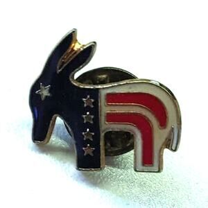 Vintage America USA Donkey Pin Independence Flag Patriotic 1.5" Lapel